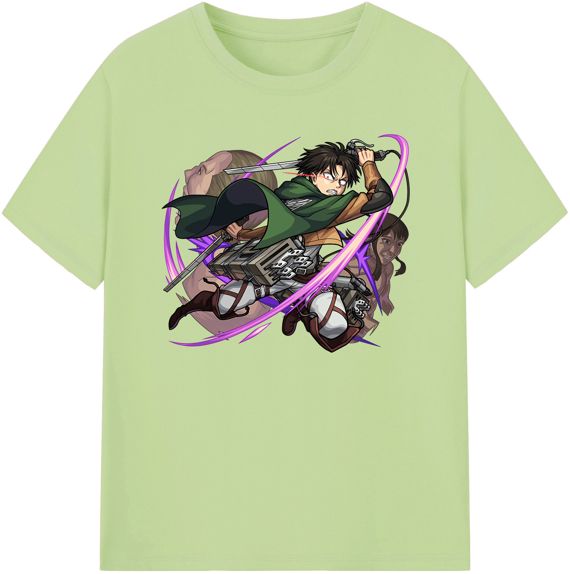 （画像用） 進撃の巨人 リヴァイ·アッカーマン Attack on Titan Levi Ackerman 綿100％半袖Tシャツ（フロントプリント）